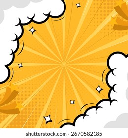 Fondo cómico naranja y amarillo abstracto. efecto de nube. Vector EPS 10
