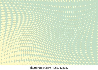 Comic background. Pop art style. Pattern with small circles, dots. Halftone dotted backdrop. Design for web banners, wallpaper, sites. Vector illustration. Green and yellow color.