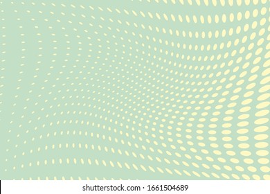  Comic background. Pop art style. Pattern with small circles, dots. Halftone dotted backdrop. Design for web banners, wallpaper, sites. Vector illustration. Green and yellow color.
