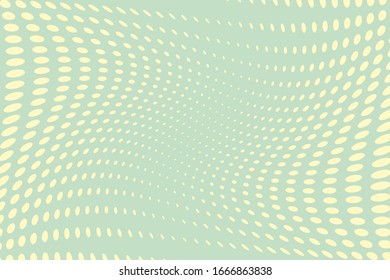  Comischer Hintergrund. Pop Art Stil. Muster mit kleinen Kreisen, Punkten. Halftone gepunktete Kulisse. Design für Webbanner, Bildschirmhintergründe, Seiten. Vektorillustration. Grün und Gelb.
