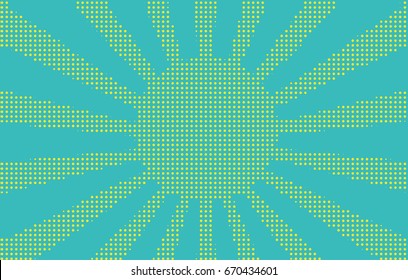 Comic background. Pop art style. Pattern with circles, halftone dotted backdrop. Radiating from the center starburst, sun burst rays, lines. Design for web banners, Wallpaper,sites Vector illustration