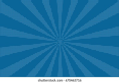 Comic background. Pop art style. Pattern with circles, halftone dotted backdrop. Radiating from the center starburst, sun burst rays, lines. Design for web banners, Wallpaper,sites Vector illustration
