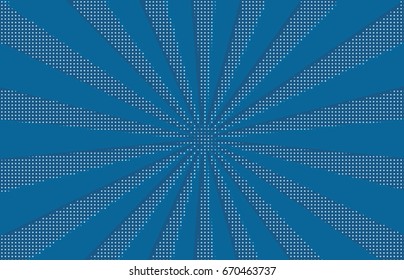 Comic background. Pop art style. Pattern with circles, halftone dotted backdrop. Radiating from the center starburst, sun burst rays, lines. Design for web banners, Wallpaper,sites Vector illustration