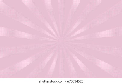 Comic background. Pop art style. Pattern with circles, halftone dotted backdrop. Radiating from the center starburst, sun burst rays, lines. Design for web banners, Wallpaper,sites Vector illustration