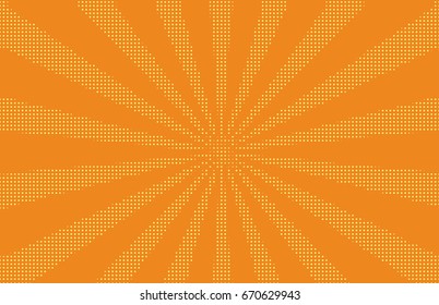 Comic background. Pop art style. Pattern with circles, halftone dotted backdrop. Radiating from the center starburst, sun burst rays, lines. Design for web banners, Wallpaper,sites Vector illustration