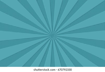 Comic background. Pop art style. Pattern with circles, halftone dotted backdrop. Radiating from the center starburst, sun burst rays, lines. Design for web banners, Wallpaper,sites Vector illustration