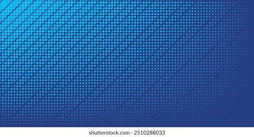 Comic background. Pop art texture. Starburst cartoon style. Anime design with explosion effect for print. Fun dot pattern. Blue backdrop with halftone gradient. Funny line frame. Vector illustration