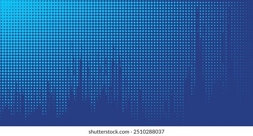 Comic background. Pop art texture. Starburst cartoon style. Anime design with explosion effect for print. Fun dot pattern. Blue backdrop with halftone gradient. Funny line frame. Vector illustration
