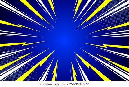 Comic background. Pop art texture. Anime design with explosion effect for printing. Halftone background.