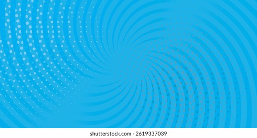 Comic background. Pop art texture. Starburst cartoon style. Anime design with explosion effect for print. Fun dot pattern. Blue backdrop with halftone gradient.