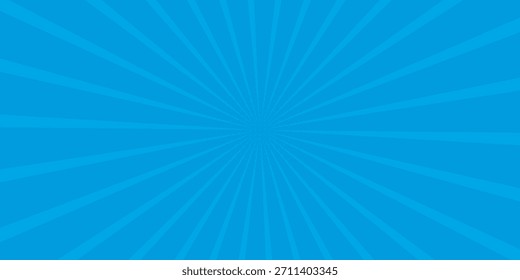 Fondo cómico. Textura de arte Pop. Estilo de dibujos animados Starburst. Diseño anime con efecto de explosión para impresión. Divertido patrón de puntos. Fondo azul con degradado de semitono.