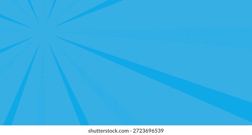 Comic background. Pop art texture. Starburst cartoon style. Anime design with explosion effect for print. Fun dot pattern. Blue backdrop with halftone gradient.