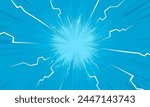 Comic Background With Power Fx Illustration of a powerful comics like page layout background with rays and halftone dots on blue