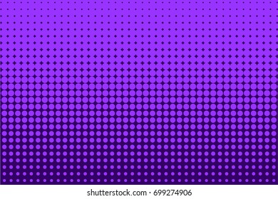 Comic background purple, lilac color. Halftone dotted retro pattern with circles, dots, design element for web banners, posters, cards, wallpapers, backdrops, sites Pop art style. Vector illustration