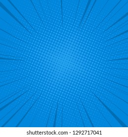 Comic background radial speed lines anl halftone dots for comic books. Explosion background.Vector illustration.