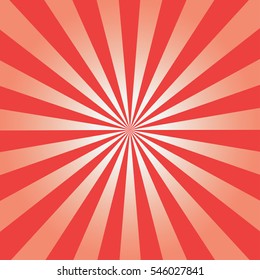 Comic background. Red Sunburst pattern. Vector illustration.