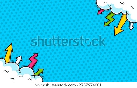 Comic background template with arrow and cloud frame