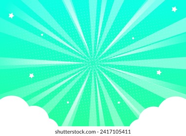 Comic background template, full color, gradient, green , zoom effect style, abstract . Vector