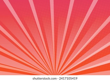 Comic background template, full color, gradient, orange bright color, zoom effect style. Halftone. Vector