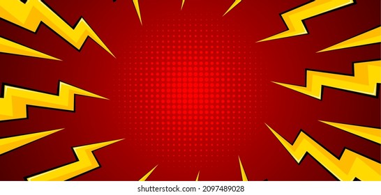 Comic Background With Thunder Flash Cartoon