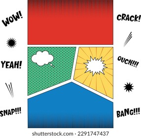 comic backgrounds, comic strip frame, comic book storyboard, manga template, ready to use frame, panel layout and emotions