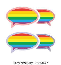 comic balloon with a gay pride flag  Speech bubble with LGBT flag.