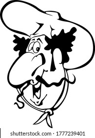 comic black and white cowboy from the wild west