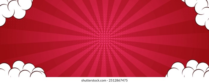 comic blank background.banner background.red gradient. zoom effect.could effect.vector illustration.eps 10