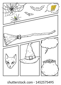 Comic blank layout template Halloween background