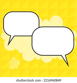 Comic Blank Speech Bubble With Copy Space Over Circular Color Background Design. Empty Template In Explosion Framework Representing Advertisement And Promoting Business.