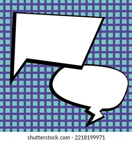 Burbuja de voz en blanco cómico con espacio de copia sobre el diseño de fondo de color circular. Plantilla Vacía En El Marco De Explosión Que Representa Publicidad Y Promoción De Negocios.