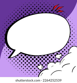 Comic Blank Speech Bubble With Copy Space Over Color Background Design. Empty Template In Explosion Framework Representing Advertisement And Promoting Business.
