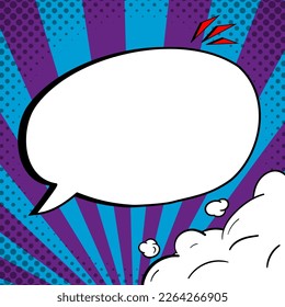 Comic Blank Speech Bubble With Copy Space Over Color Background Design. Empty Template In Explosion Framework Representing Fancy Add and Attractive Message.