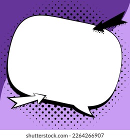 Comic Blank Speech Bubble With Copy Space And Colorful Doodles. Design Of Empty Template In Explosion Framework Representing Social Media Messaging And Connecting.