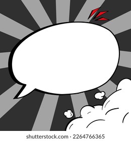 Comic Blank Speech Bubble With Copy Space Over Color Background Design. Empty Template In Explosion Framework Representing Fancy Add and Attractive Message.