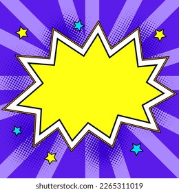 Comic Blank Speech Bubble With Copy Space Over Color Background Design. Empty Template In Explosion Framework Representing Fancy Add and Attractive Message.