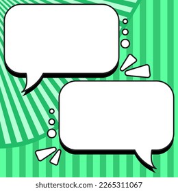 Comic Blank Speech Bubble With Copy Space Over Color Background Design. Empty Template In Explosion Framework Representing Advertisement And Promoting Business.