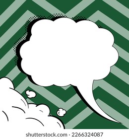 Comic Blank Speech Bubble With Copy Space Over Color Background Design. Empty Template In Explosion Framework Representing Advertisement And Promoting Business.