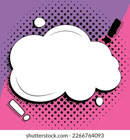Comic Blank Speech Bubble With Copy Space Over Color Background Design. Empty Template In Explosion Framework Representing Fancy Add and Attractive Message.