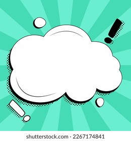 Comic Blank Speech Bubble With Copy Space Over Color Background Design. Empty Template In Explosion Framework Representing Fancy Add and Attractive Message.