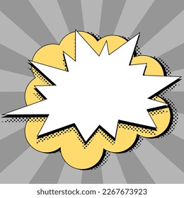 Comic Blank Speech Bubble With Copy Space Over Color Background Design. Empty Template In Explosion Framework Representing Fancy Add and Attractive Message.