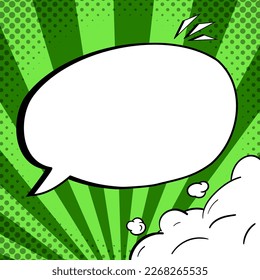 Comic Blank Speech Bubble With Copy Space And Colorful Doodles. Design Of Empty Template In Explosion Framework Representing Social Media Messaging And Connecting.