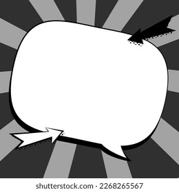 Comic Blank Speech Bubble With Copy Space Over Color Background Design. Empty Template In Explosion Framework Representing Advertisement And Promoting Business.
