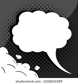 Comic Blank Speech Bubble With Copy Space Over Color Background Design. Empty Template In Explosion Framework Representing Advertisement And Promoting Business.