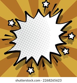 Comic Blank Speech Bubble With Copy Space Over Color Background Design. Empty Template In Explosion Framework Representing Fancy Add and Attractive Message.