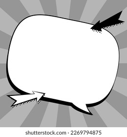 Comic Blank Speech Bubble With Copy Space And Colorful Doodles. Design Of Empty Template In Explosion Framework Representing Social Media Messaging And Connecting.