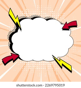 Comic Blank Speech Bubble With Copy Space Over Color Background Design. Empty Template In Explosion Framework Representing Fancy Add and Attractive Message.