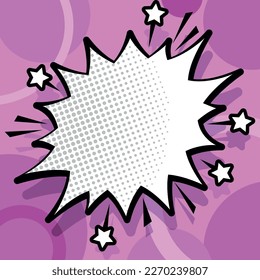 Comic Blank Speech Bubble With Copy Space Over Color Background Design. Empty Template In Explosion Framework Representing Fancy Add and Attractive Message.