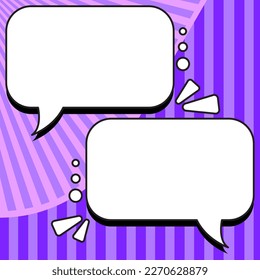 Comic Blank Speech Bubble With Copy Space Over Color Background Design. Empty Template In Explosion Framework Representing Advertisement And Promoting Business.