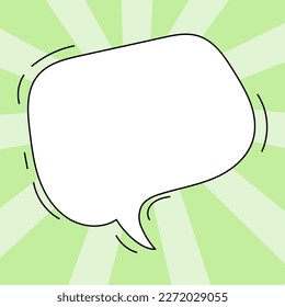 Comic Blank Speech Bubble With Copy Space And Colorful Doodles. Design Of Empty Template In Explosion Framework Representing Social Media Messaging And Connecting.